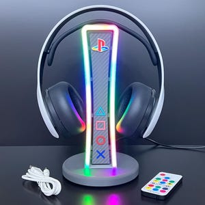 PlayStation Headphone Stand with RGB Lighting | Custom 3D Printed Gaming Headset Stand | PS-Themed Desk Accessory | Gamer Gift image 10