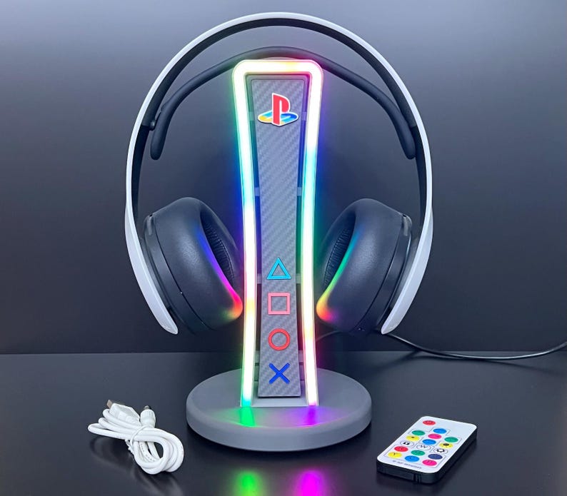 PlayStation Headphone Stand with RGB Lighting | Custom 3D Printed Gaming Headset Stand | PS-Themed Desk Accessory | Gamer Gift image 10