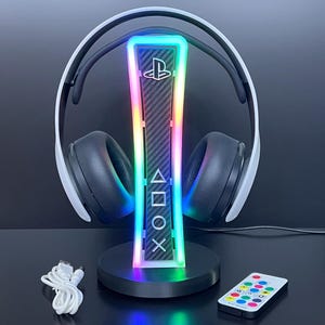 PlayStation Headphone Stand with RGB Lighting | Custom 3D Printed Gaming Headset Stand | PS-Themed Desk Accessory | Gamer Gift image 8