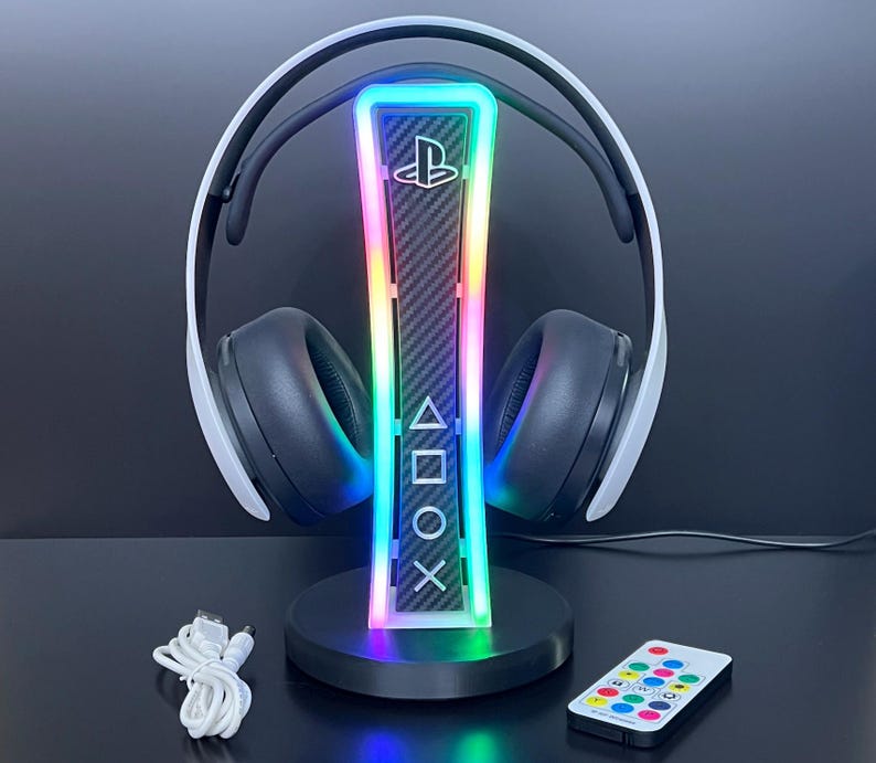 PlayStation Headphone Stand with RGB Lighting | Custom 3D Printed Gaming Headset Stand | PS-Themed Desk Accessory | Gamer Gift image 8