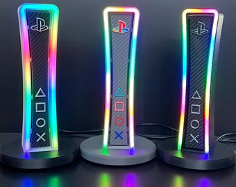 PlayStation Headphone Stand with RGB Lighting | Custom 3D Printed Gaming Headset Stand | PS-Themed Desk Accessory | Gamer Gift