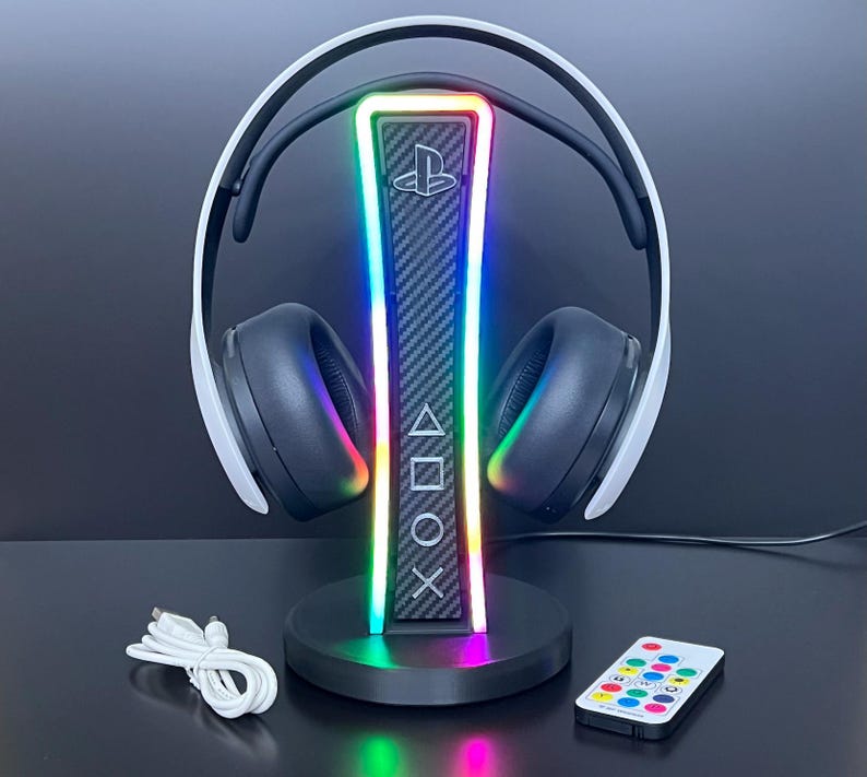 PlayStation Headphone Stand with RGB Lighting | Custom 3D Printed Gaming Headset Stand | PS-Themed Desk Accessory | Gamer Gift image 9