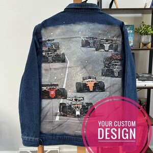 Hand-painted Formula 1 Denim Jacket - Unique Custom Artwork - Permanent ...