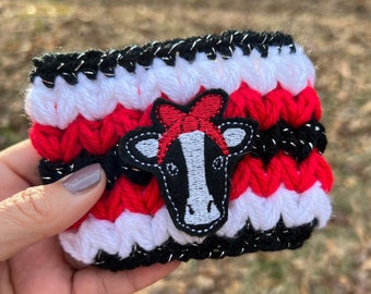 Ready to Ship- Cow Crochet Cup Sleeve