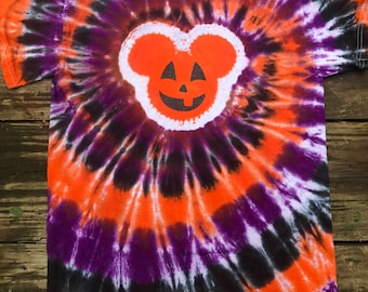 HALLOWEEN Tie dye T shirts -Funky,spiral,mouse, bear, Jack O lantern