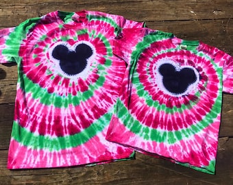 Spring, Summer colors //Adult// Kids// Tie Dye T shirts- Mouse, bear, spirals.