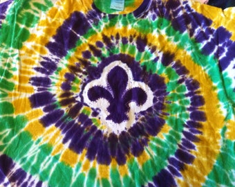Mardi gras, Fleur de lis tie dye t shirt
