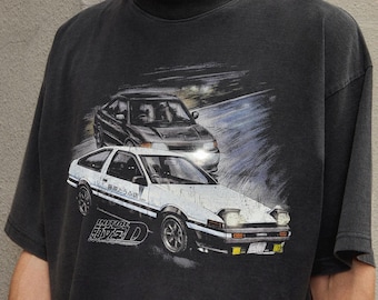 Initial D | Anime Street Tee | Oversized Graphic T-Shirt | Vintage Wash