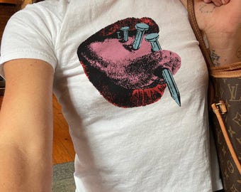 Y2K Graphic Baby Tee | Pierced Heart, Street Style Cropped T-Shirt