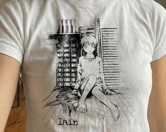 Serial Experiments Lain | anime tee | Y2K Street Tee | Cropped Graphic T-Shirt | Vintage Style