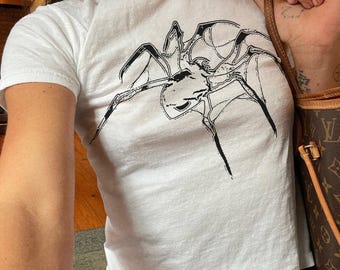 Spider | Cybersigilism | Graphic Y2K Street Baby Tee | Cropped Graphic T-Shirt | Vintage Style