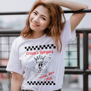 Retro Burger Graphic Tee: Crown&#39;s Burgers Unisex T-Shirt