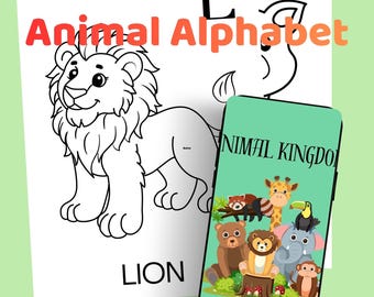Alphabet Malbuch mit Tieren, ABC Lernseiten zum Ausdrucken (PDF Download)