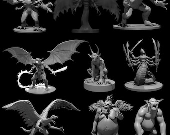 Demons Bundle Pack: 3D Printed Resin Miniatures for DnD, TTRPG