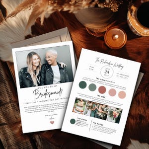 Modelo de cartão de proposta para madrinha de casamento, um convite editável para festa de casamento no Canva • Convite para madrinha de casamento com foto, um download digital