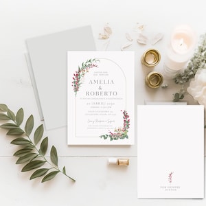 Convites de Casamento | Convites de Casamento em Espanhol e Inglês | Convite de Casamento Digital | Modelo de Convite de Casamento Boho Rústico no Canva