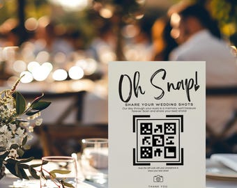 Bröllopsbordsspelkort, anpassningsbar QR-kod (digital Canva-mall)