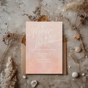 Modèle de faire-part de mariage aquarelle rose poudré | Parfait pour les mariages bohèmes, les mariages rustiques | Une invitation numérique modifiable
