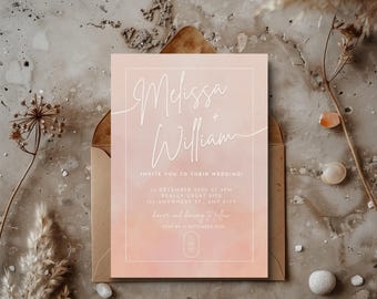 Wedding Invitation: Blush Watercolor Design (Editable Digital Template)