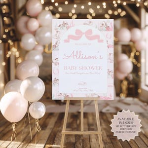 Cowgirl Babyparty Willkommensschild, es ist ein Mädchen | Eine bearbeitbare Canva-Vorlage in 2 Größen, 18x24 und 24x36 | Mädchen Rosa Baby Shower Decor