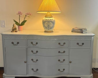 Refinished Blue Vintage Dresser | Art Deco French Style Sideboard