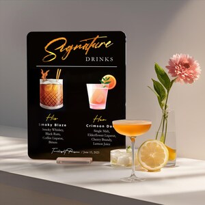 Panneau pour boisson signature,Panneau pour boisson signature pour mariage,Panneau pour boisson,Menu des boissons pour mariage,Menu de cocktails pour mariage