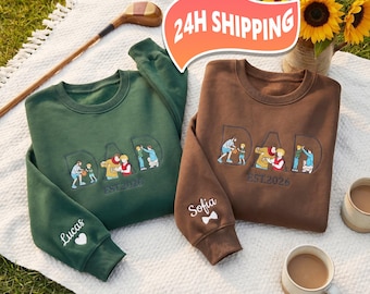 Sudadera personalizada con foto de papá bordada, sudadera con retrato personalizado a partir de una foto, sudadera con capucha bordada con retrato sin rostro, regalo para el Día del Padre