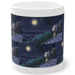 Friends Cat Mug, Cozy Nighttime Vibes, Perfect Gift for Cat Lovers, Ideal for Birthdays, Coffee Lovers, Animal Enthusiasts, Moonlight, Nice