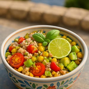Bestes Rezept für Sommer-Darro-Salat mit mediterranem Flair, italienische Farro-Schüssel mit Gemüse, leichtes, gesundes Mittagessen und Picknick-Essen – Rezept-Download