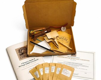 Heritage Vegetable Seed Gift Set With 6 Edible Perennial Varieties, Sowing Tools and 48 Page Book