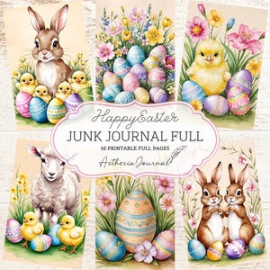 Diario basura de Pascua con páginas completas / Papel de álbum de recortes de Pascua / Diario basura imprimible / Papel digital / Diario de Pascua imprimible