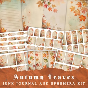 Autumn Leaves Junk Journal And Ephemera Kit | Printable Fall Leaves Ephemera And Junk Journal | Scrapbooking | Tags | Labels | Bookmarks