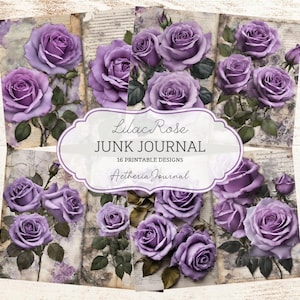 Junk Journal Lilas Rose | Scrapbooking floral | Journal imprimable de la camelote | Papier numérique | Journal floral imprimable | Fleur violette