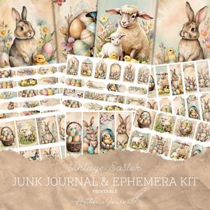Vintage Easter Junk Journal And Ephemera Kit | Printable Ephemera | Printable Junk Journal | Easter Scrapbook Paper | Tags | Labels |  ATC