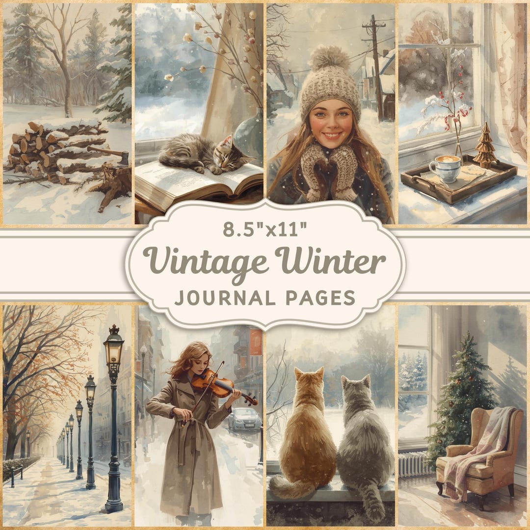 Vintage Winter Junk Journal Pages | Cozy Winter Printable Scrapbook ...