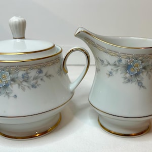 Noritake Creamer & Lidded Sugar Bowl, Lisle Pattern #3292, Fine Porcelain, Vintage Japanese China, Elegant Tea Ware, Collectible Table Set