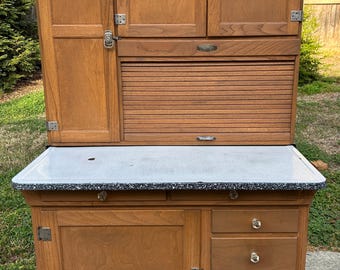 Handmade Possum Belly Hoosier Cabinet - Rustic Farmhouse Step Back Cupboard