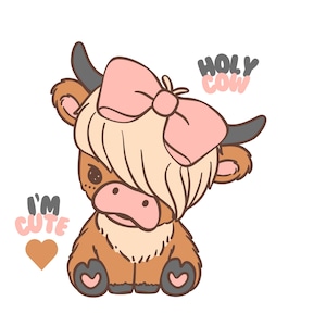 Adorable Highland Cow SVG and PNG Bundle - Instant Digital Download