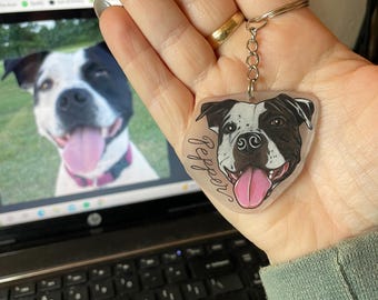 Hand drawn pet portrait keychains | bag clips