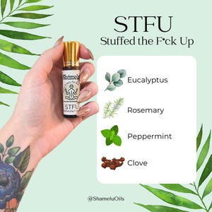 Mezcla de aceites esenciales en roll-on STFU (Stuffed the F*ck Up)