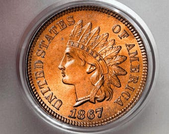 Monedas de centavo con cabeza india de 1867 - Fecha clave - Centavo conmemorativo estadounidense para coleccionar