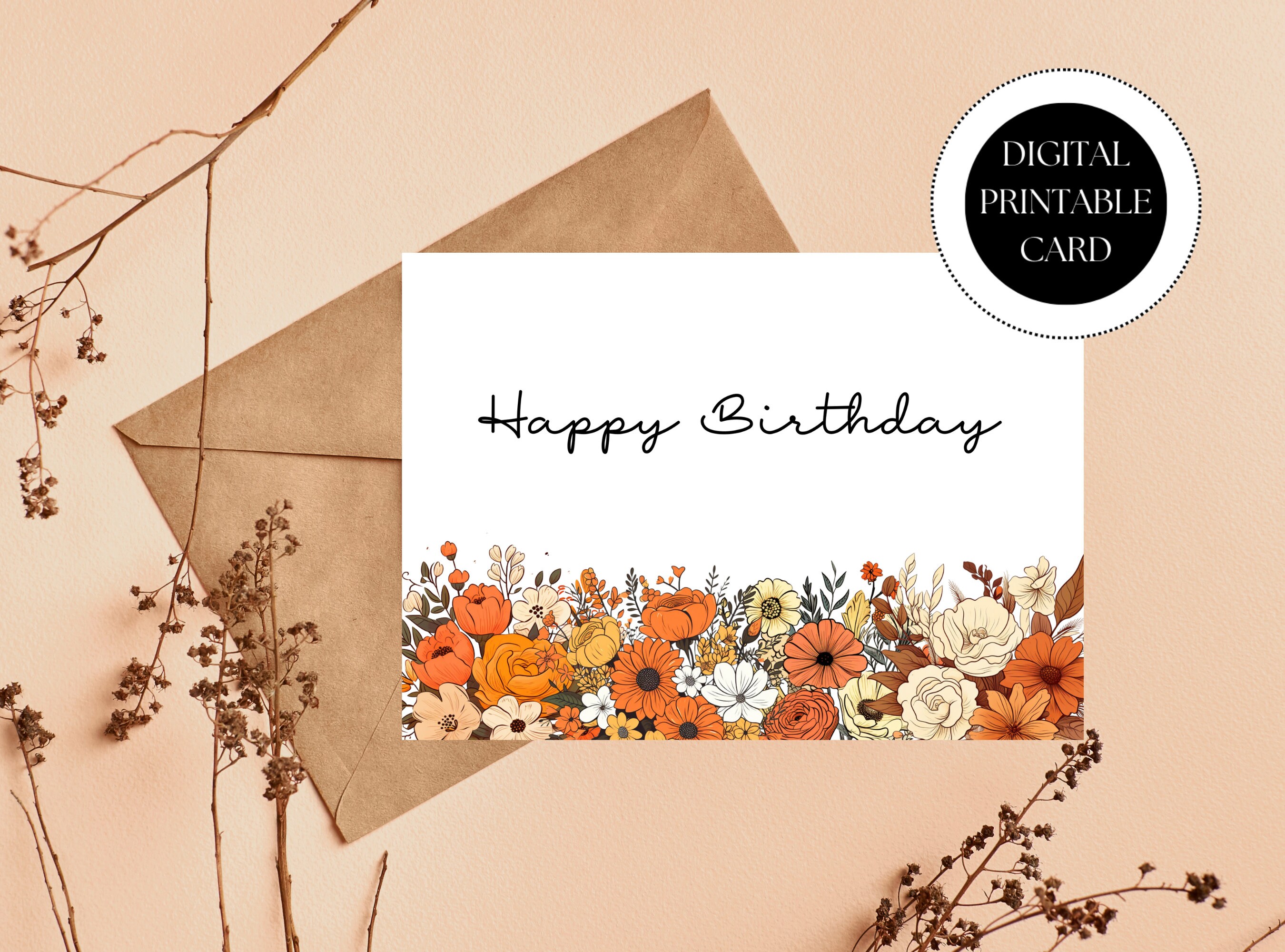 Printable Birthday Card Birthday Card Floral Card Print at - Etsy
