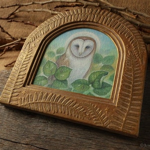 Barn Owl - Original acrylic painting with handmade frame/Barn Owl Art/OwlPainting