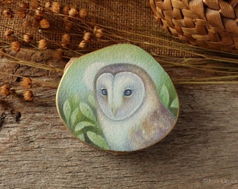 Barn Owl - Original Art/Barn Owl painting/Small painting on watercolour paper