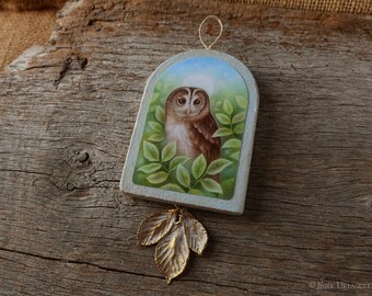 Tawny Owl - Handmade Owl Ornament/Hanger