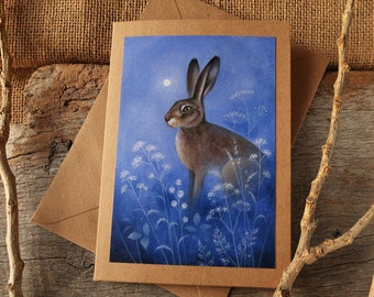 Hare - Handmade Greeting Card with Envelope x1