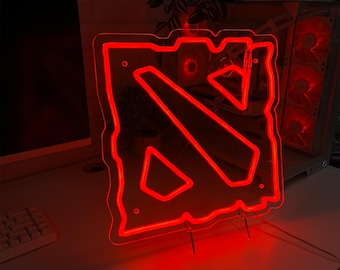 Letrero de neón Aegis de Dota 2 - Arte de pared LED Aegis of Champions - Decoración para sala de juegos - Regalo para novio gamer - Decoración de pared de esports - Luz Dota 2
