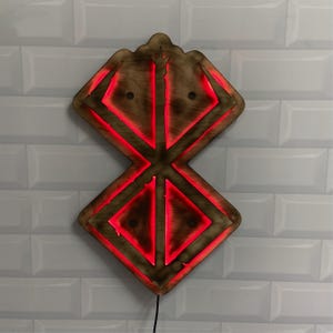 Berserk Brand of Sacrifice LED Wall Light: Red Plywood Anime Decor