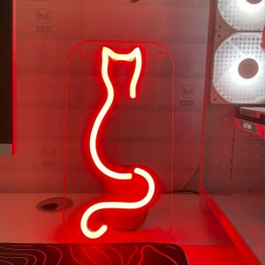 Red Cat Neon Sign | Cute LED Cat Light | Aesthetic Gaming Room Decor | Pet Lover Gift | Bedroom Wall, Art Neon Light | Personalized Pet Sign