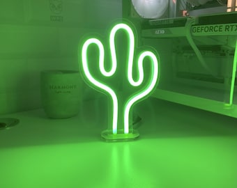 USB Neon Table Lamp – LED Cactus Night Light | Modern Neon Flex Decor for Home, Bedroom & Office